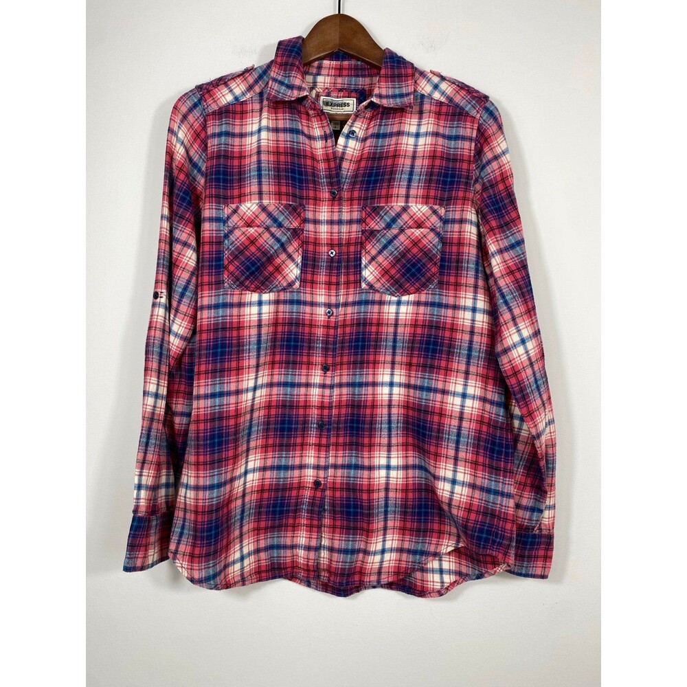 Express Boyfriend Plaid Button Down Shirt Size Small